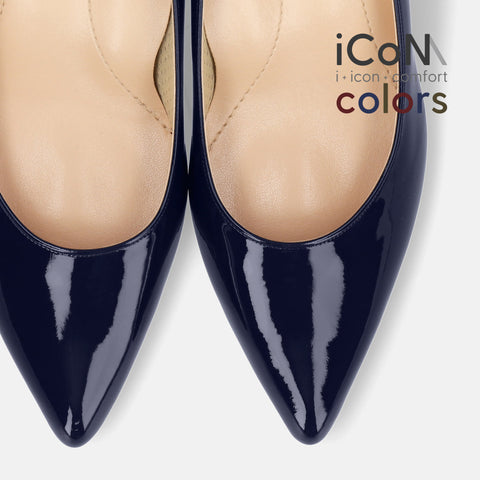 2024AW：iCoN COLORS：ポインテッドトゥ エナメル パンプス（C57171）クラシックネイビー/mamian（マミアン）