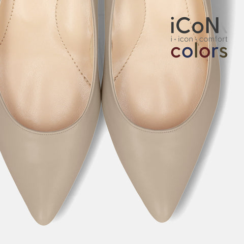 Basic Item SALE10%OFF：2024AW：iCoN COLORS：ポインテッドトゥ スムース パンプス（C57173）グレージュ/mamian（マミアン）