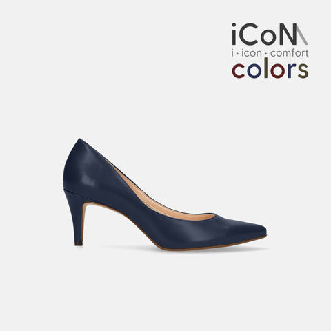 20%OFF：2024AW：iCoN COLORS：ポインテッドトゥ スムース パンプス（C76533）ネイビー/mamian（マミアン）