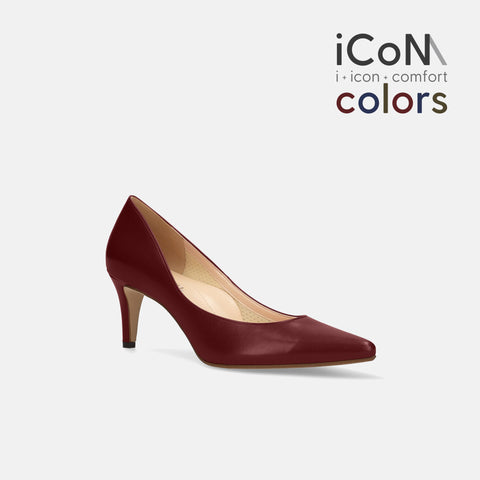 ラストワン20%OFF：2024AW：iCoN COLORS：ポインテッドトゥ スムース パンプス（C76533）ワイン/mamian（マミアン）