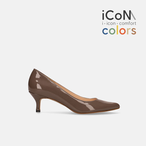 15%OFF：2025SS：iCoN COLORS：ポインテッドトゥ エナメル パンプス（C57171）ダークグレージュE/mamian（マミアン）