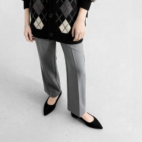 20%OFF：2025AW：iCoN COLORS：ポインテッドトゥ スエード フラットシューズ（C20142）ブラックS/mamian（マミアン）