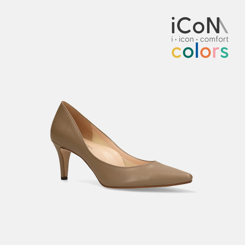 30%OFF：iCoN COLORS：ポインテッドトゥ スムース パンプス（C76533）ダークグレージュ/mamian（マミアン）