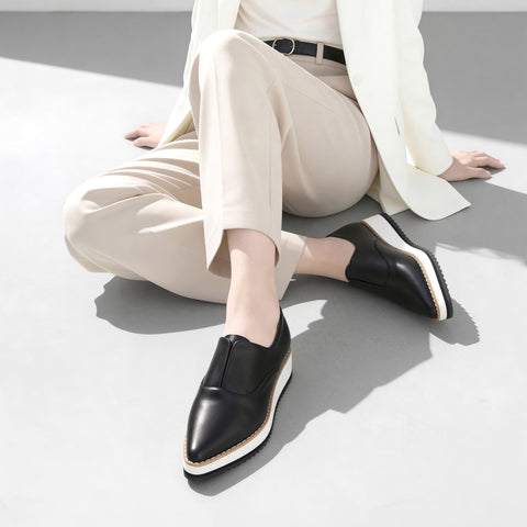 予約：2026SS：厚底ドレスシューズ（4774）ブラック