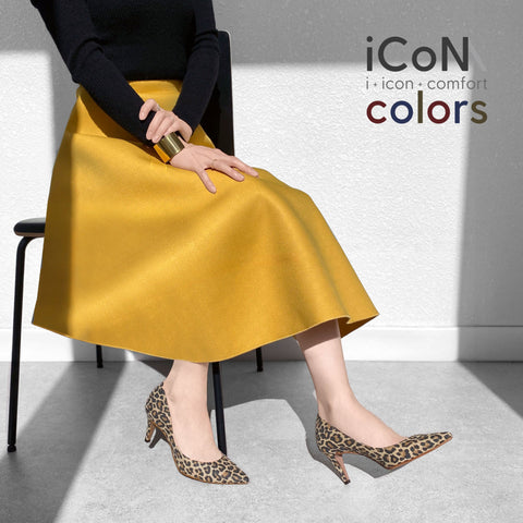 20%OFF：2024AW：iCoN COLORS：ポインテッドトゥ スエード パンプス（C76532）レオパードS/mamian（マミアン）