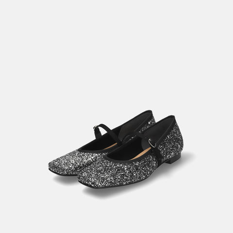 2025AW：スクエアトゥ メリージェーン フラット（m10310）シルバーグリッター/mamian（マミアン）