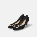 予約：2026AW：ポインテッドトゥ バックル パンプス（m55224）ブラックS/mamian（マミアン）