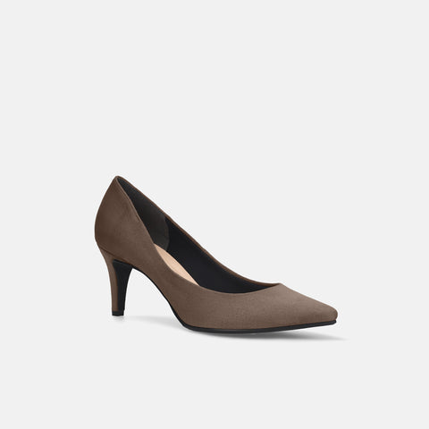 予約：2026AW：ポインテッドトゥ スエードパンプス（S7610）グレージュS/mamian（マミアン）
