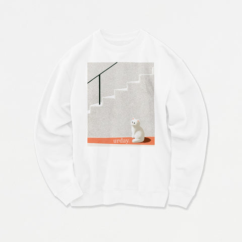 予約：urday【cat】アートワークスウェットシャツ（u-a-sw-0001-05）ホワイト