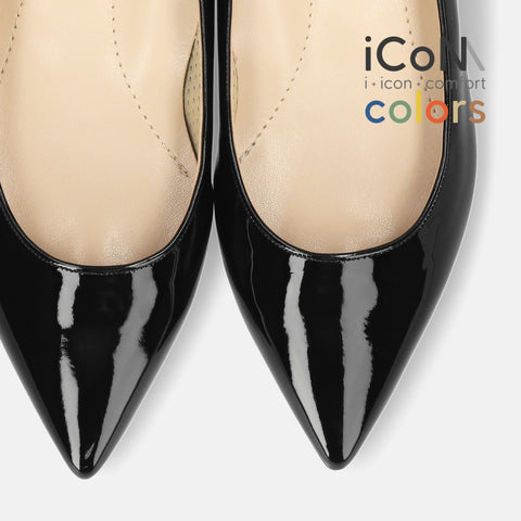 予約：2026SS：iCoN COLORS：ポインテッドトゥ フラットシューズ（C20143）ブラックE フラット／バレエ