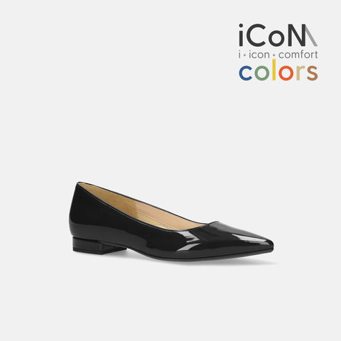 予約：2026SS：iCoN COLORS：ポインテッドトゥ フラットシューズ（C20143）ブラックE フラット／バレエ