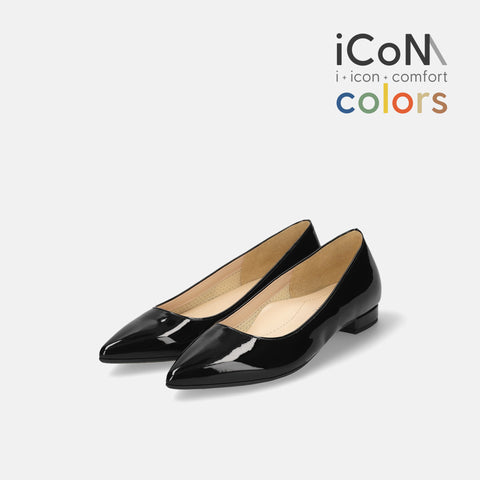 予約：2026SS：iCoN COLORS：ポインテッドトゥ フラットシューズ（C20143）ブラックE フラット／バレエ