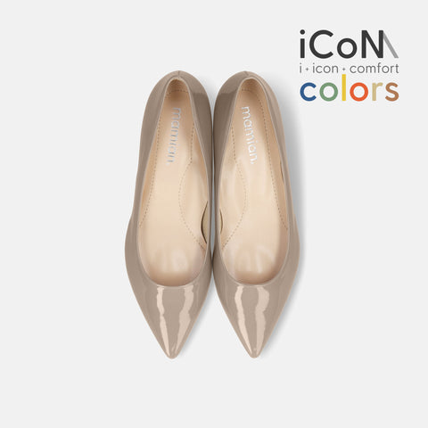 予約：2026SS：iCoN COLORS：ポインテッドトゥ フラットシューズ（C20143）グレージュE フラット／バレエ